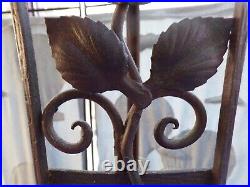 Ancien porte-parapluie/porte-canne d'angle-fer forgé Art Nouveau-motif floral