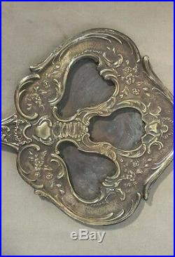 Ancien porte photographie forme éventail bronze moulé Art Nouveau fin XIX ème