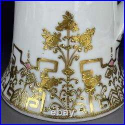 Ancien pot à chocolat plaqué or style Nippon Art Nouveau doré Ancien pot à chocolat plaqué or style Nippon Art Nouveau doré