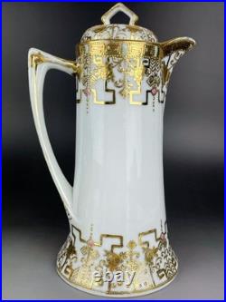 Ancien pot à chocolat plaqué or style Nippon Art Nouveau doré Ancien pot à chocolat plaqué or style Nippon Art Nouveau doré