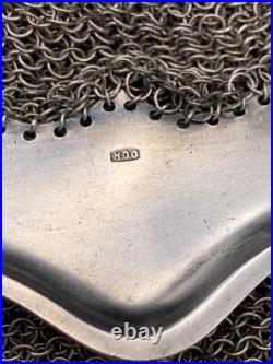 Ancien sac bourse aumônière en argent massif Art Nouveau c. 1900 148 g