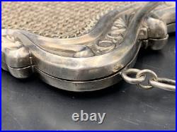 Ancien sac bourse aumônière en argent massif Art Nouveau c. 1900 148 g