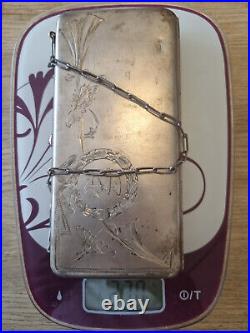 Ancien sac pochette de soirée pour femmes Russe Argent 0.875 263 gr ART NOUVEAU