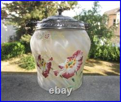 Ancien seau ou pot à biscuits Théodore Legras décor fleurs émaillés Art Nouveau Ancien seau ou pot à biscuits Théodore Legras décor fleurs émaillés Art Nouveau