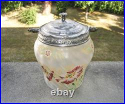 Ancien seau ou pot à biscuits Théodore Legras décor fleurs émaillés Art Nouveau Ancien seau ou pot à biscuits Théodore Legras décor fleurs émaillés Art Nouveau