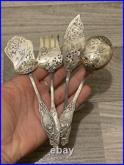 Ancien service à mignardises en argent massif Art Nouveau 1900