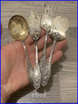 Ancien service à mignardises en argent massif Art Nouveau 1900