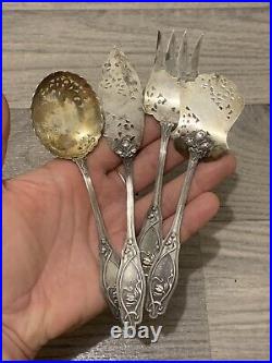 Ancien service à mignardises en argent massif Art Nouveau 1900