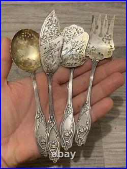 Ancien service à mignardises en argent massif Art Nouveau 1900