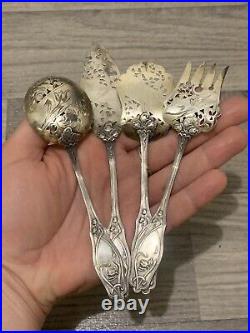 Ancien service à mignardises en argent massif Art Nouveau 1900