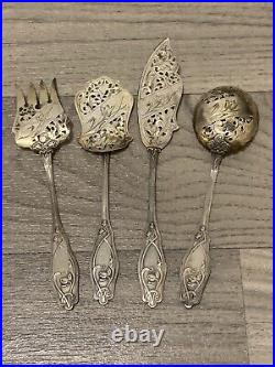 Ancien service à mignardises en argent massif Art Nouveau 1900