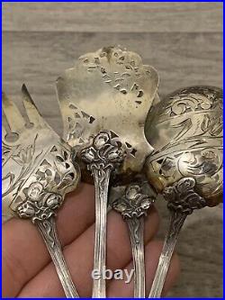 Ancien service à mignardises en argent massif Art Nouveau 1900