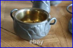 Ancien service en ETAIN ART NOUVEAU fumeur tabac DECOR NENUPHAR signé E. FRERES Ancien service en ETAIN ART NOUVEAU fumeur tabac DECOR NENUPHAR signé E. FRERES