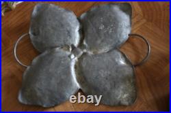 Ancien service en ETAIN ART NOUVEAU fumeur tabac DECOR NENUPHAR signé E. FRERES Ancien service en ETAIN ART NOUVEAU fumeur tabac DECOR NENUPHAR signé E. FRERES