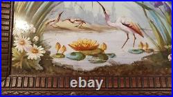 Ancien tableau Huile sur Plaque de porcelaine Art Nouveau