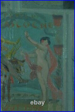 Ancien tableau portrait auto portrait peintre atelier Art nouveau Paul Gervais