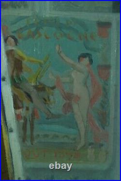 Ancien tableau portrait auto portrait peintre atelier Art nouveau Paul Gervais