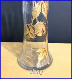 Ancien vase ART NOUVEAU cristal émaillé doré SAINT LOUIS décor de marrons 34 cm Ancien vase ART NOUVEAU cristal émaillé doré SAINT LOUIS décor de marrons 34 cm