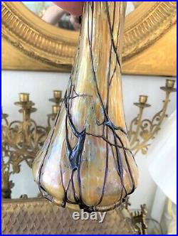 Ancien vase ART NOUVEAU en verre irisé 31cm Pallme-könig Kralik Loetz Jugendstil