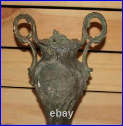 Ancien vase Art Nouveau en bronze floral fait main