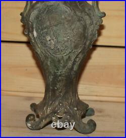 Ancien vase Art Nouveau en bronze floral fait main