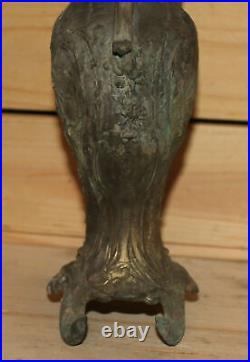 Ancien vase Art Nouveau en bronze floral fait main