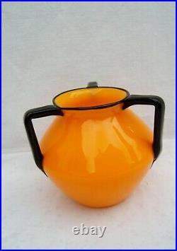 Ancien vase Loetz en verre orange a 3 anses 1920 art nouveau jugendstil