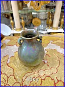 Ancien vase art nouveau ceramique faience irisée alfred rosselin fleur aquatique
