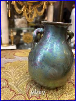 Ancien vase art nouveau ceramique faience irisée alfred rosselin fleur aquatique