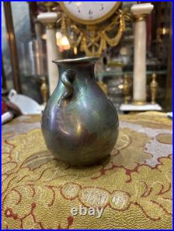 Ancien vase art nouveau ceramique faience irisée alfred rosselin fleur aquatique