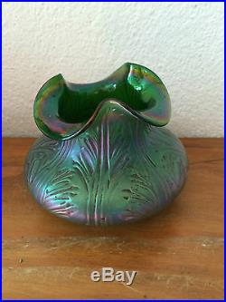 Ancien vase coupe EN VERRE IRISE 1900 ART NOUVEAU JUGENDSTIL style LOETZ TIFFANY