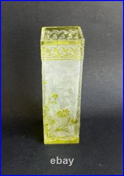 Ancien vase cristal dégagé à l'acide Baccarat verre givré floral art nouveau