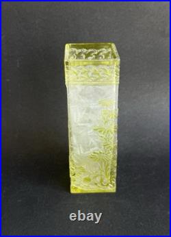 Ancien vase cristal dégagé à l'acide Baccarat verre givré floral art nouveau