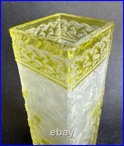 Ancien vase cristal dégagé à l'acide Baccarat verre givré floral art nouveau