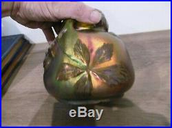 Ancien vase en faience irisée de Montières art nouveau
