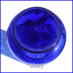 Ancien vase en verre bleu cobalt émaillé / Legras / Art Nouveau