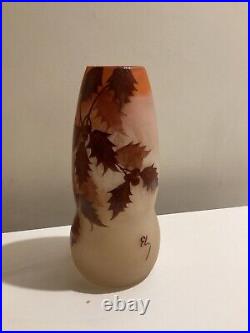 Ancien vase en verre émaillé d'art français Ely. Art Nouveau. 8.5. Signé