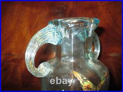 Ancien vase en verre soufflé émaillé Legras art nouveau fin XIX ème