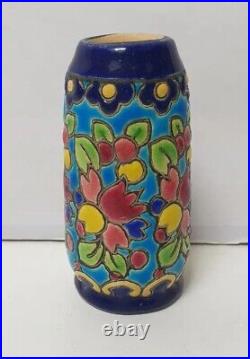 Ancien vase miniature emaux longwy 3002 made france art deco nouveau primavera