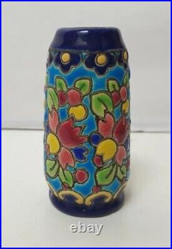 Ancien vase miniature emaux longwy 3002 made france art deco nouveau primavera