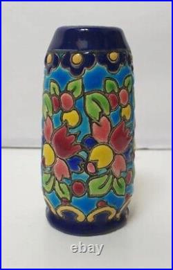 Ancien vase miniature emaux longwy 3002 made france art deco nouveau primavera