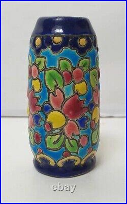 Ancien vase miniature emaux longwy 3002 made france art deco nouveau primavera