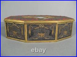 Ancienne Boîte A Bijoux En Laiton Style Louis XVI Epoque Art Nouveau Décor Houx