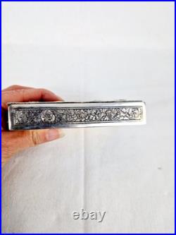 Ancienne Boite Rectangulaire En Argent Massif Et Bois Asie Art Nouveau Ancienne Boite Rectangulaire En Argent Massif Et Bois Asie Art Nouveau