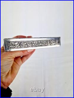 Ancienne Boite Rectangulaire En Argent Massif Et Bois Asie Art Nouveau Ancienne Boite Rectangulaire En Argent Massif Et Bois Asie Art Nouveau