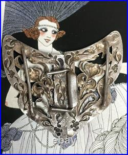 Ancienne Boucle de ceinture ART NOUVEAU JUGENDSTIL PAPILLON décor IRIS & LYS