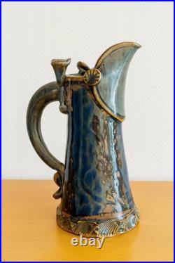 Ancienne Carafe En Gres Émaillée Art Nouveau