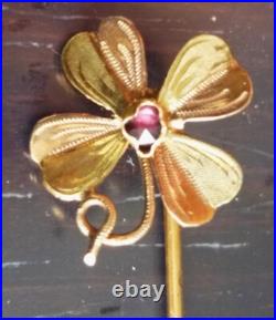 Ancienne Epingle A Cravate, Broche, Grenat, Or 18 Carats, Art Nouveau, Ecrin Ancienne Epingle A Cravate, Broche, Grenat, Or 18 Carats, Art Nouveau, Ecrin