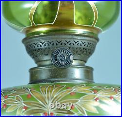 Ancienne Grande paire lampe à Pétrole Allégorie Art nouveau signé pat Bronze