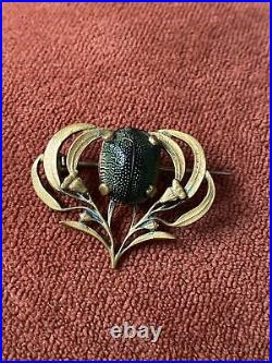 Ancienne Jolie Broche Scarabée Véritable / Art Nouveau / Beetle Scarab